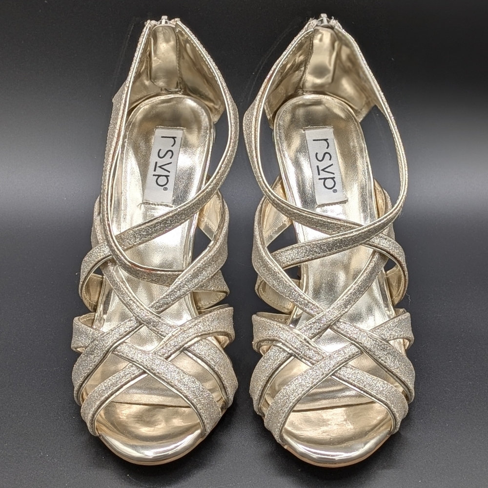 RSVP Maven Light Gold Strappy Heels - Picture 2 of 10